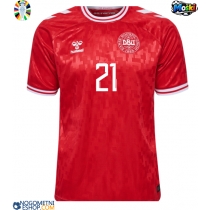 Moški Nogometni dresi Danska Morten Hjulmand #21 Domači EP 2024 Kratek Rokav